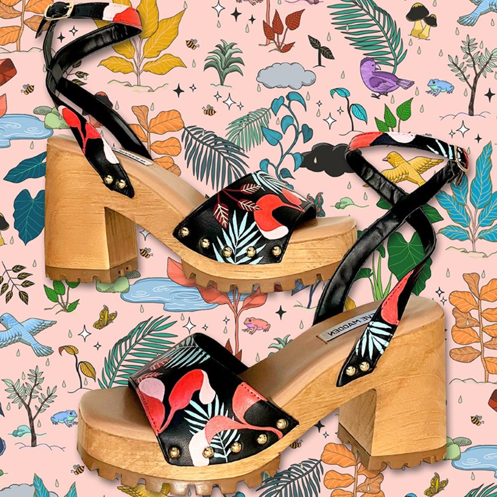 New Hand-painted Heeled Sandals Size 8